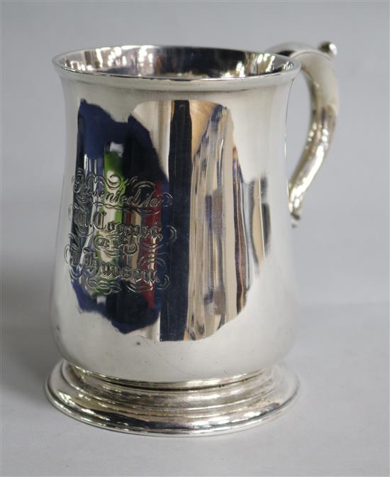 A George II silver baluster mug, Edward Pocock, London, 1735, with engraved inscription,	 10.7 oz.